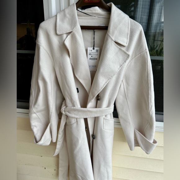 Zara Winter White Wool Coat - Picture 9 of 10